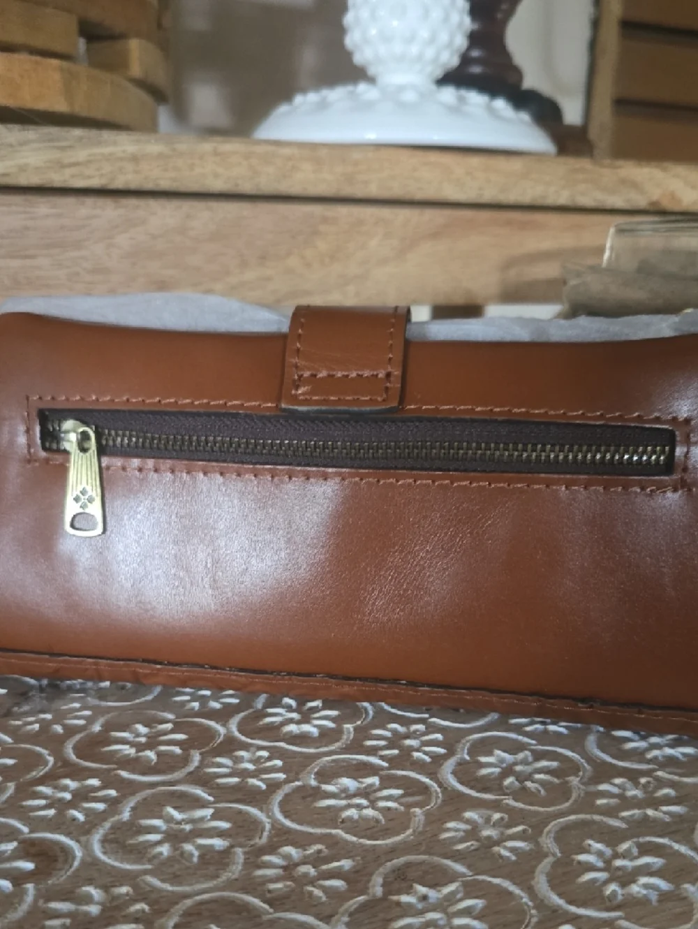 Patricia Nash Brown Tooled Leather Wallet with Gold Turn-Lock - Picture 11 of 11